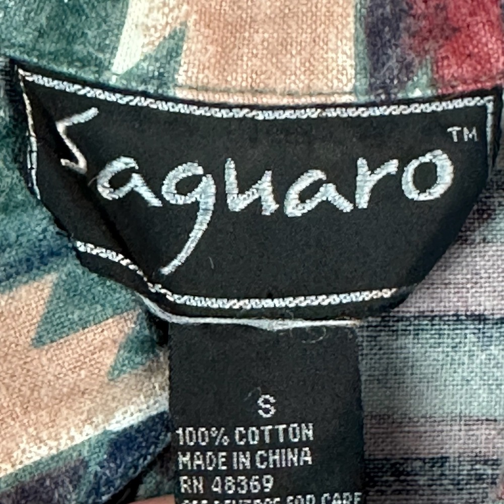 Saguaro Small Aztec Western Flannel Shirt Long Sleeve Button Up Menswear - Picture 4 of 6